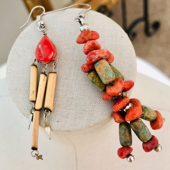 Vintage Southwestern Earrings & Wood Bangle Bracelet - Picture 7 of 9